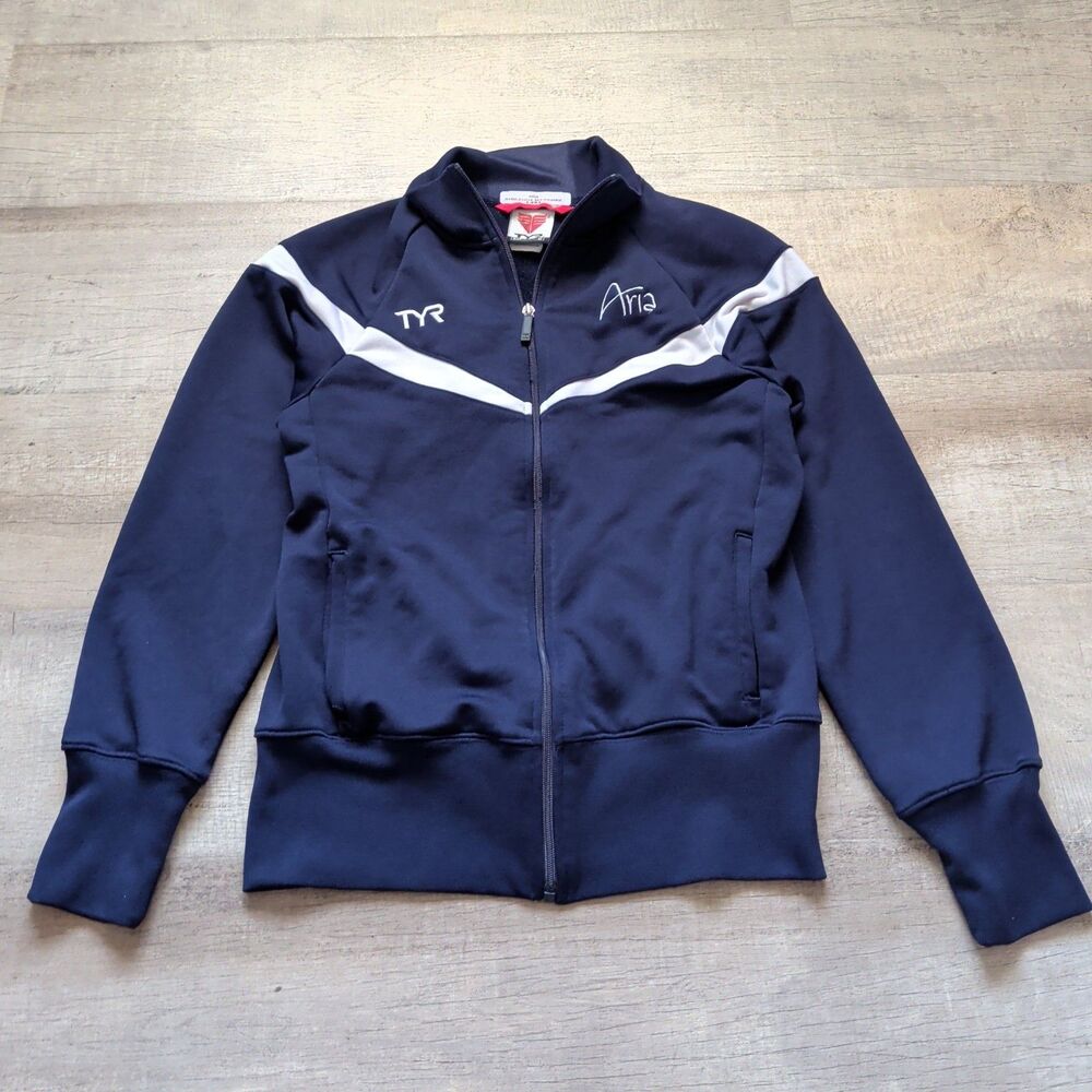 TYR Aria Resort Casino Las Vegas Track Jacket Mens M Navy Swim Employee Staff